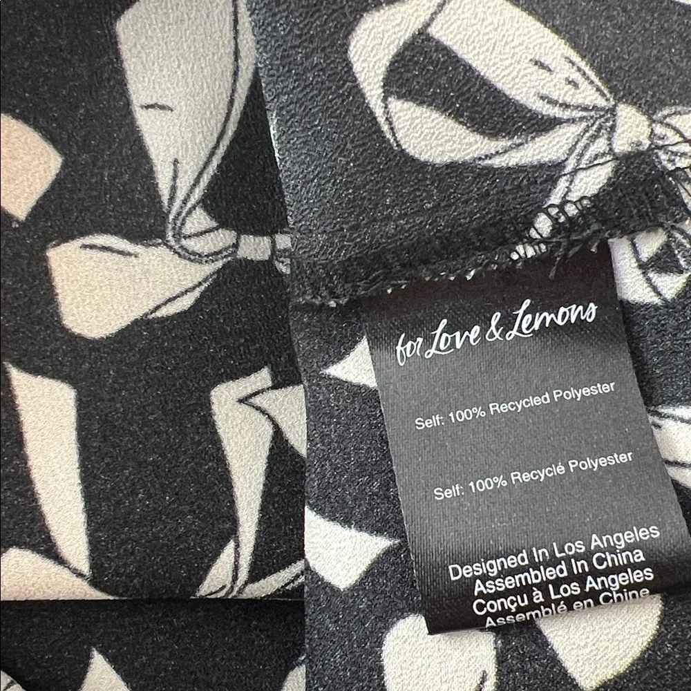 For love and lemons bow print midi dress long sleeve button front dress small - Picture 5 of 6